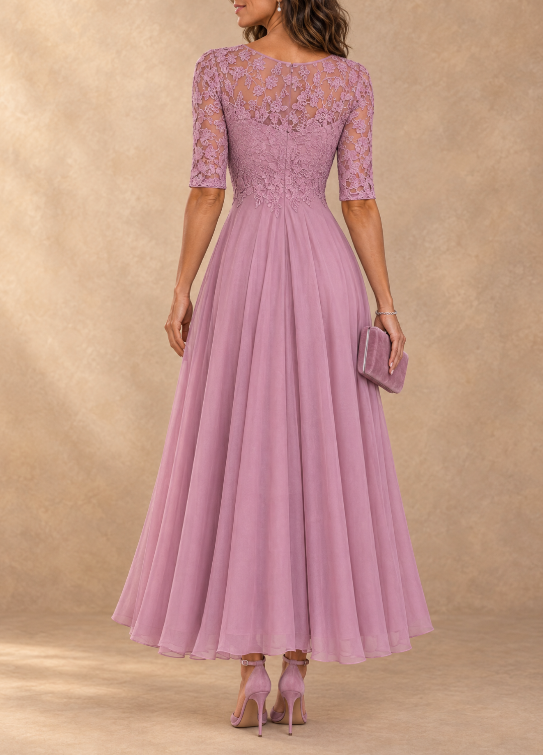 Abella | Abito in Pizzo con Gonna Fluida