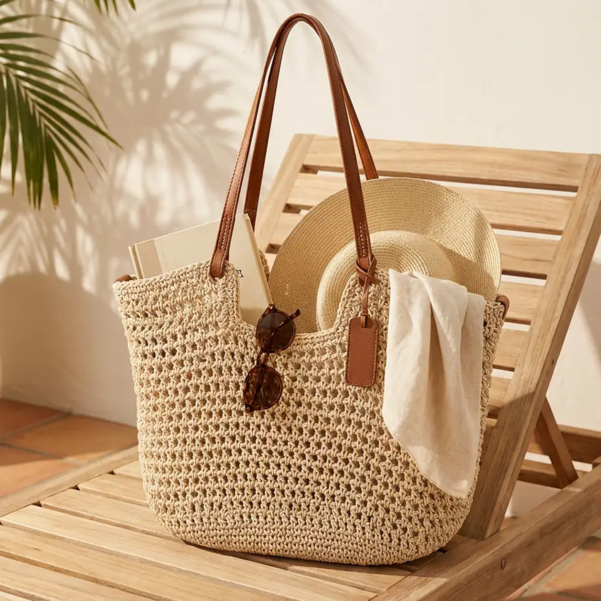 Alina | Borsa Shopper Intrecciata a Mano - Beige Chiaro