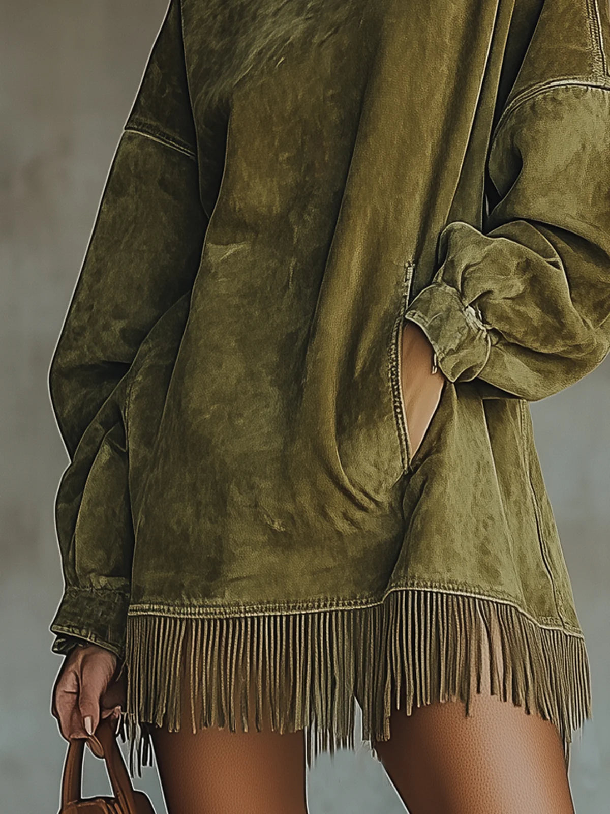 Graziella | Abito con Collo Alto e Frange