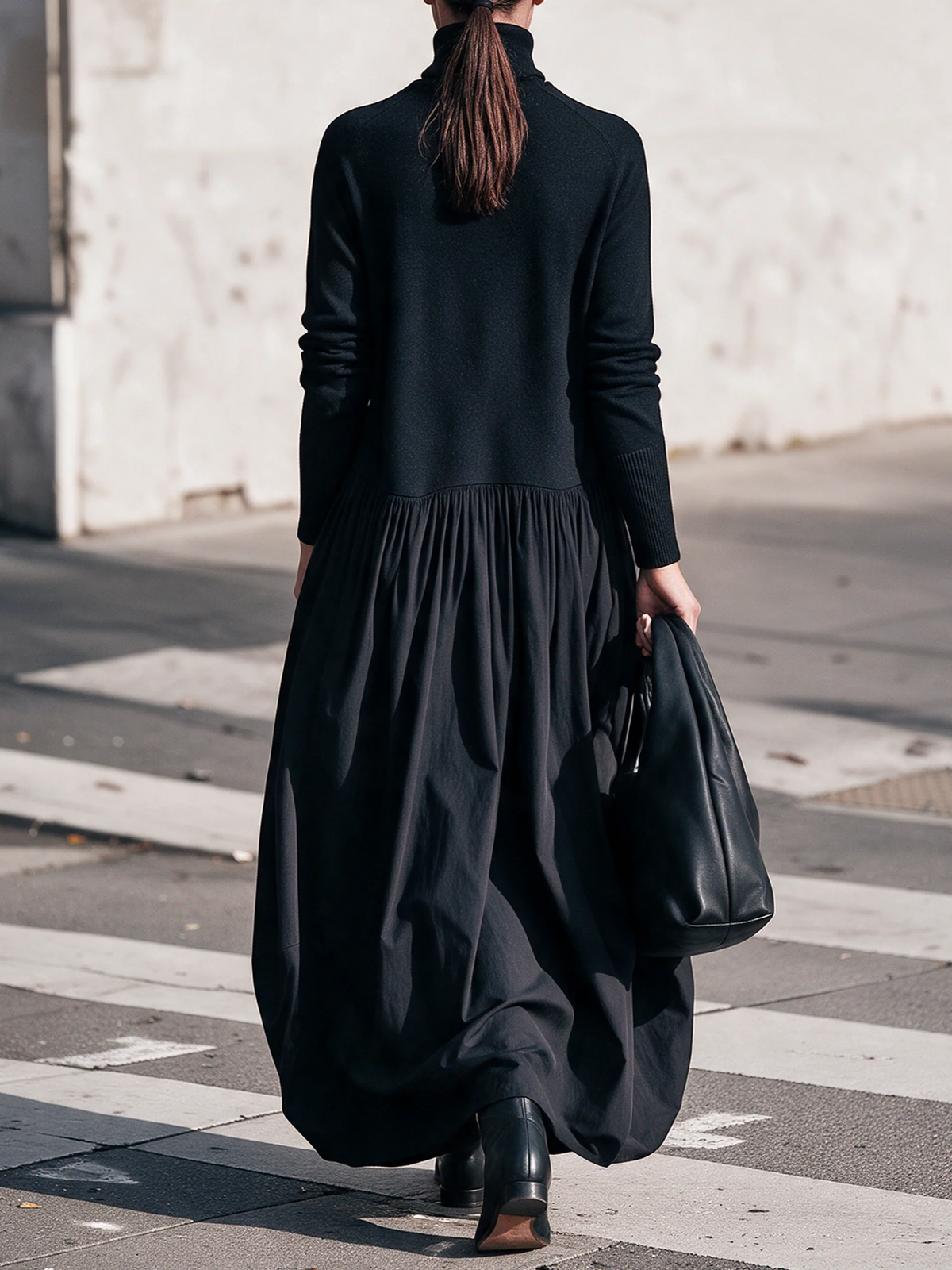 Odetta | Abito Maxi Oversize con Collo Alto