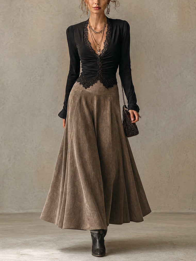Albina | Completo con Top in Pizzo e Gonna Maxi