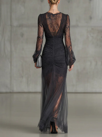 Quintina | Abito Lungo con Scollo a V Profondo e Spacco