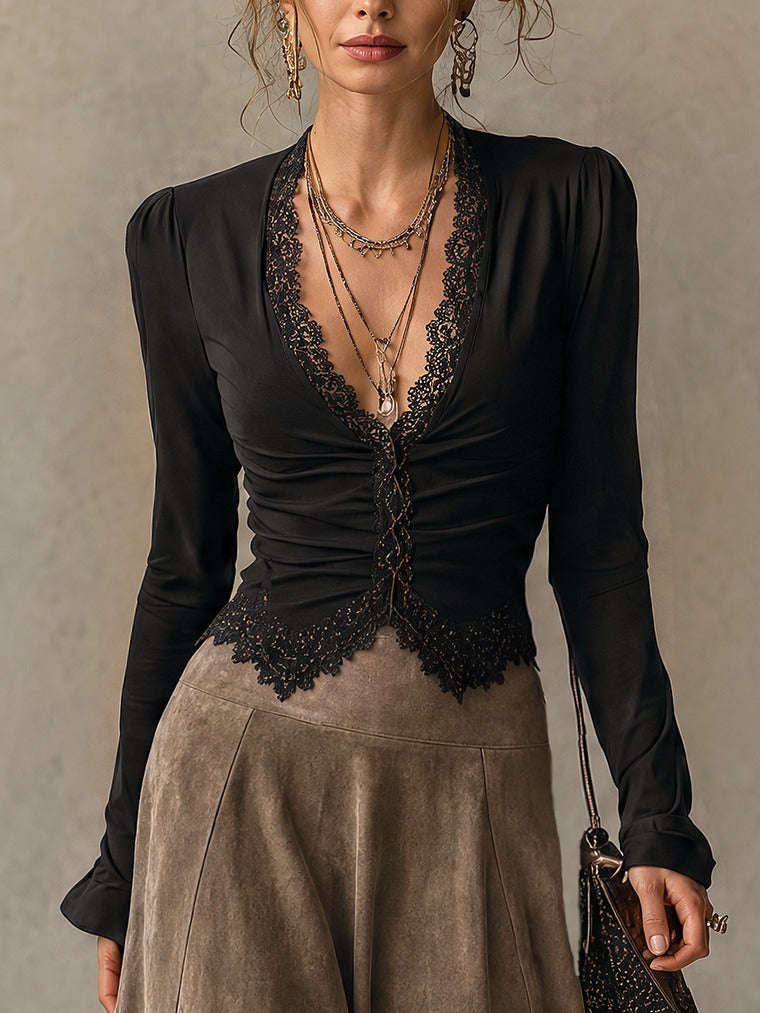 Albina | Completo con Top in Pizzo e Gonna Maxi