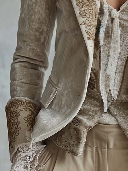 Constance | Blazer Beige Ricamato Sartoriale