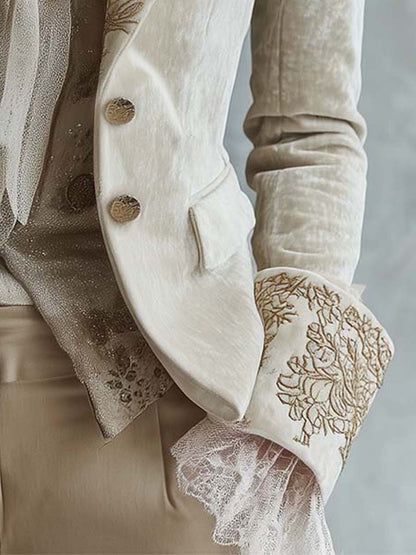 Constance | Blazer Beige Ricamato Sartoriale