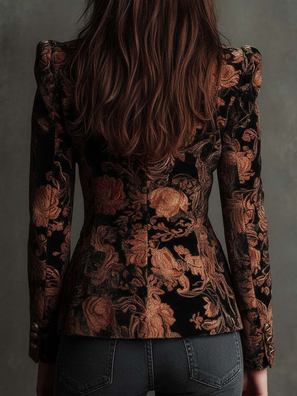 Bertilla | Blazer Nero e Bronzo a Fiori