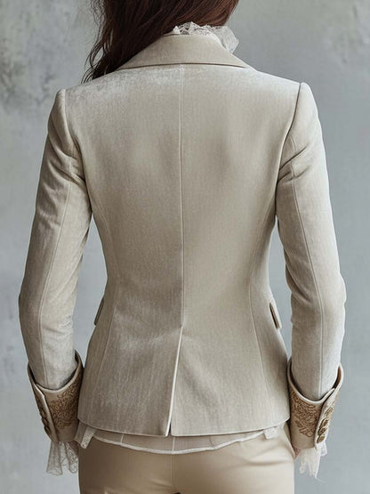 Constance | Blazer Beige Ricamato Sartoriale