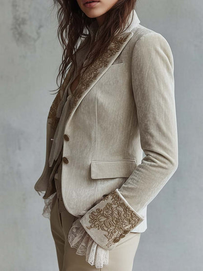 Constance | Blazer Beige Ricamato Sartoriale