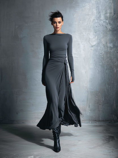 Naomi | Abito Maxi a Portafoglio con Fiocco Laterale
