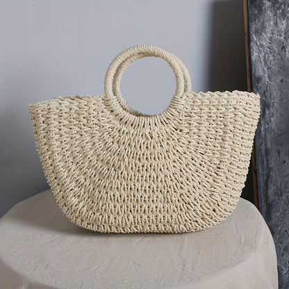 Ottavia | Borsa a Mezzaluna Intrecciata - Beige Naturale