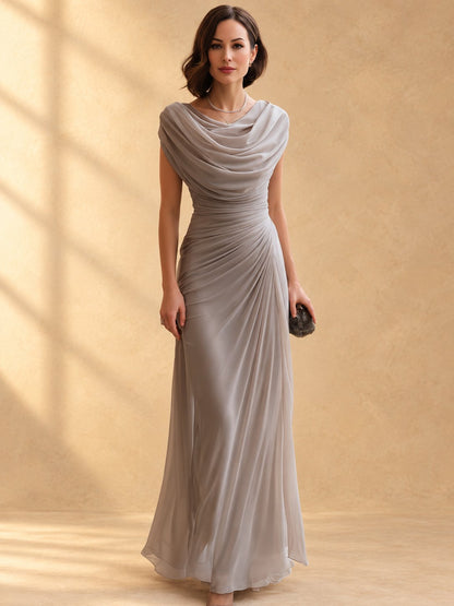 Nicolina | Abito Lungo Drappeggiato con Scollo Cowl