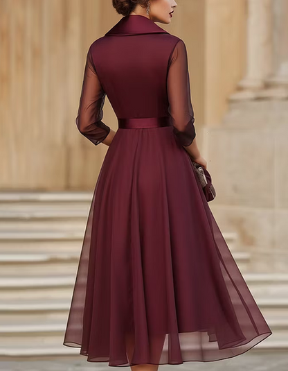 Mirella | Abito Midi con Scollo a V e Fiocco in Vita