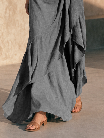 Aura | Abito Maxi con Spalle Scoperte e Maniche Svasate
