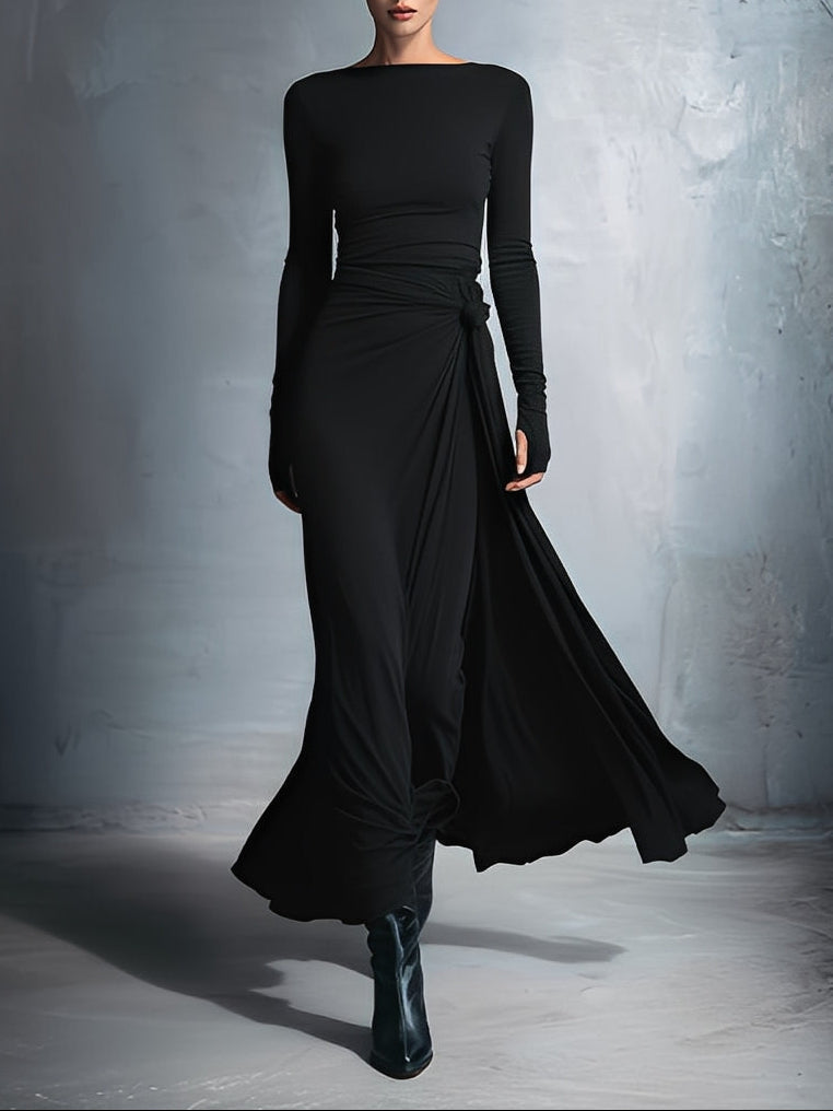 Naomi | Abito Maxi a Portafoglio con Fiocco Laterale