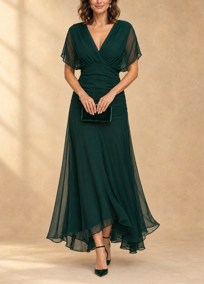 Ernesta | Abito Lungo con Scollo a V Drappeggiato