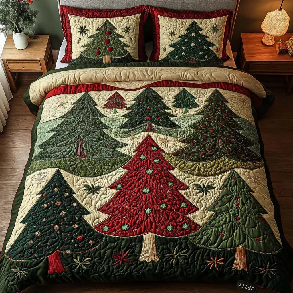 Foresta di Natale | Set Copriletto Trapuntato 3 Pezzi