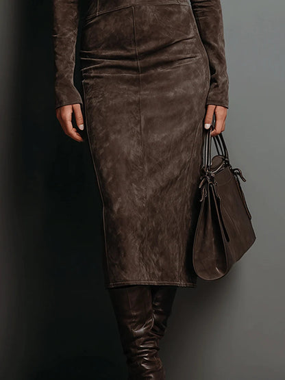Lorenza | Abito Midi con Collo Alto