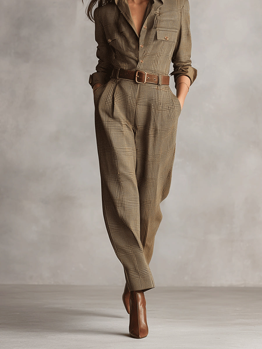 Celia | Tuta Marrone a Quadri