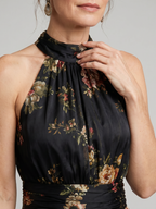 Valentina | Abito midi con stampa floreale e collo halter