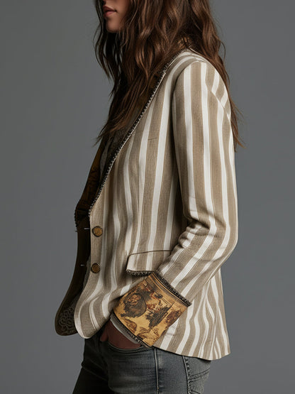 Susanna | Blazer Cachi Bohémien a Righe