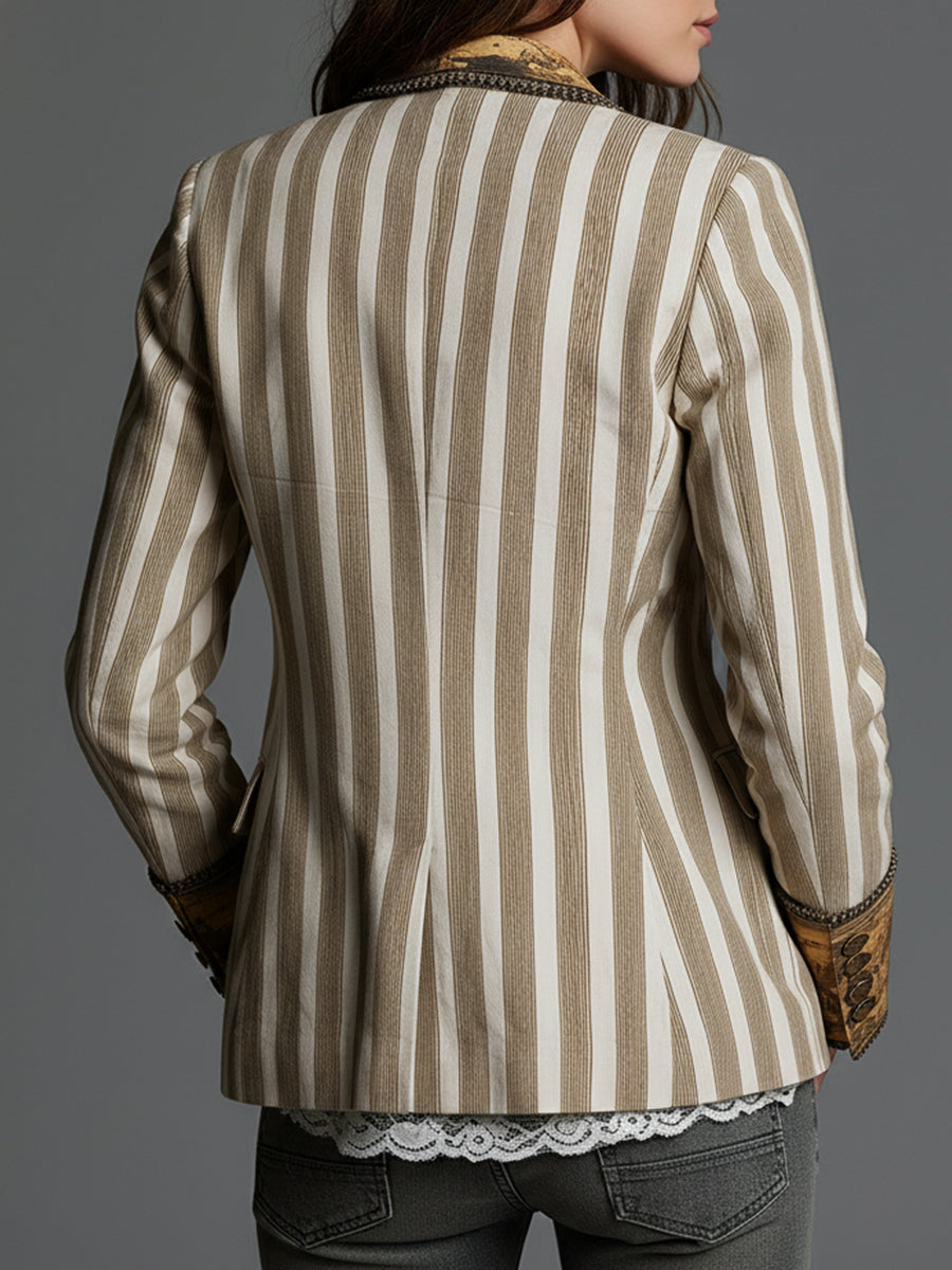 Susanna | Blazer Cachi Bohémien a Righe