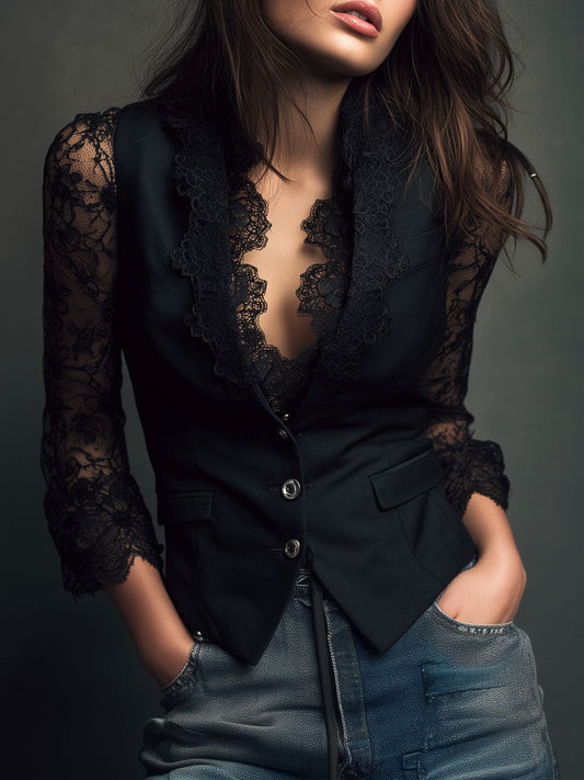 Noémie | Top-Blazer con Maniche Semitrasparenti