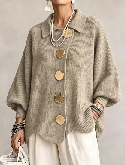 Isadora | Cardigan Oversize con Bottoni Dorati