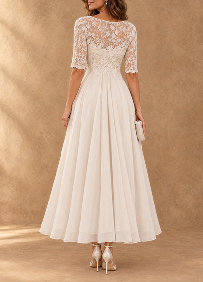 Abella | Abito in Pizzo con Gonna Fluida