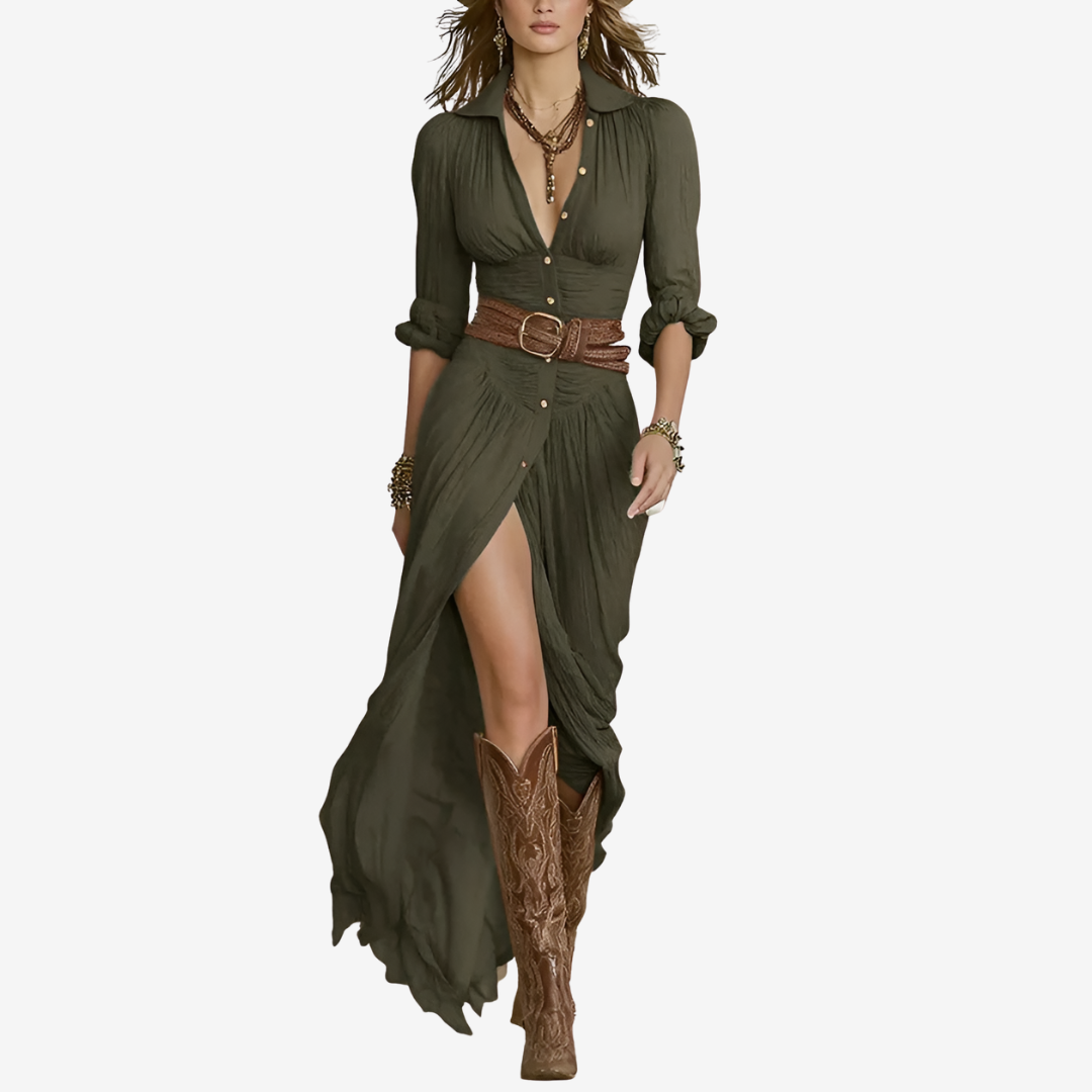 Eva | Abito Maxi fluido con cintura