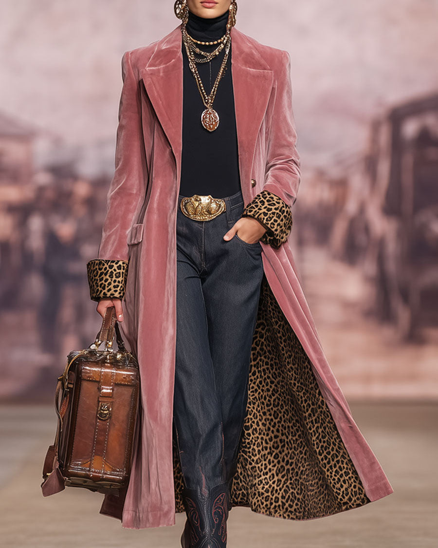 Maddalena | Cappotto Lungo Sartoriale con Fodera Leopardata