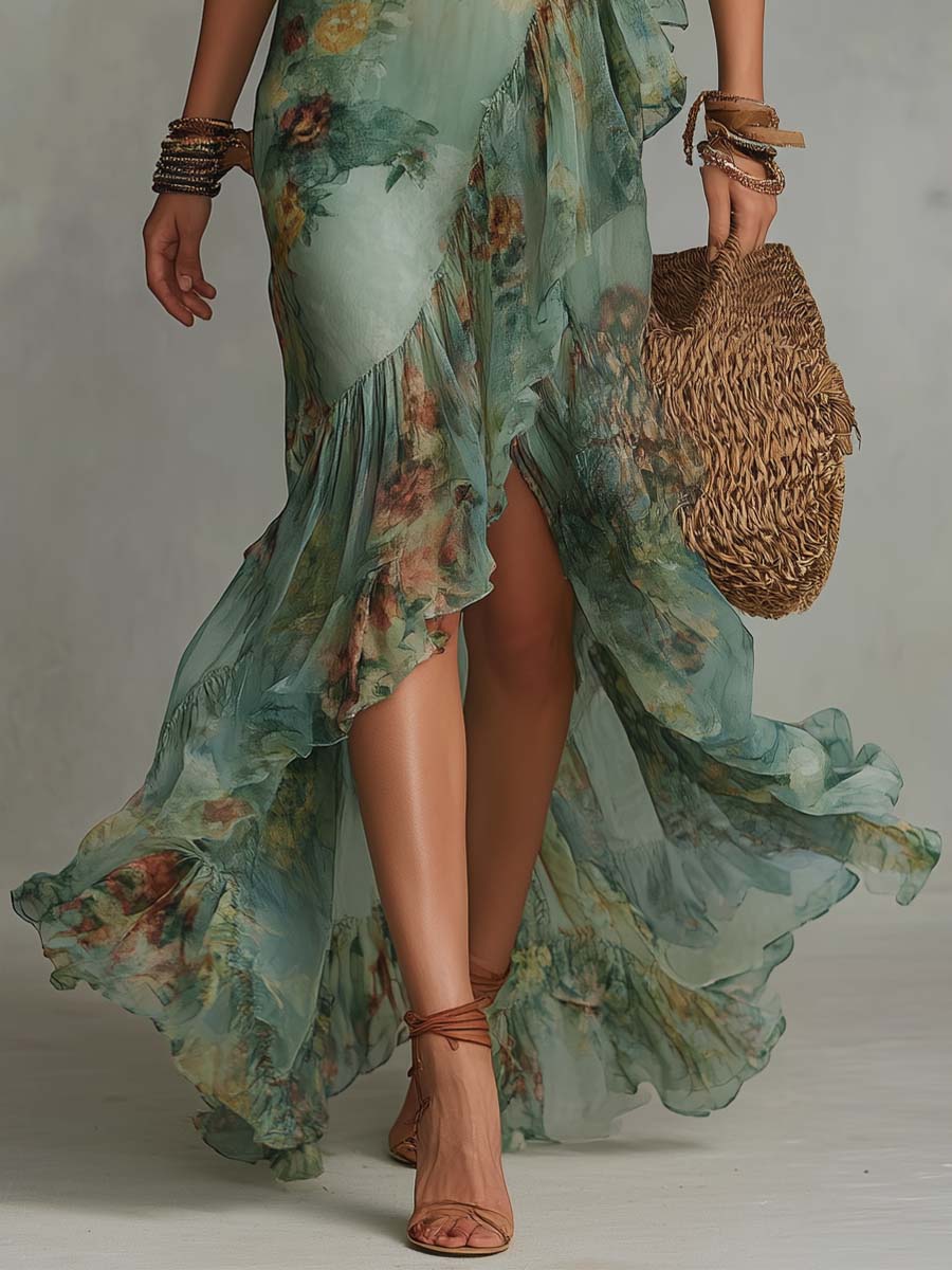 Alma | Abito lungo con stampa floreale romantica