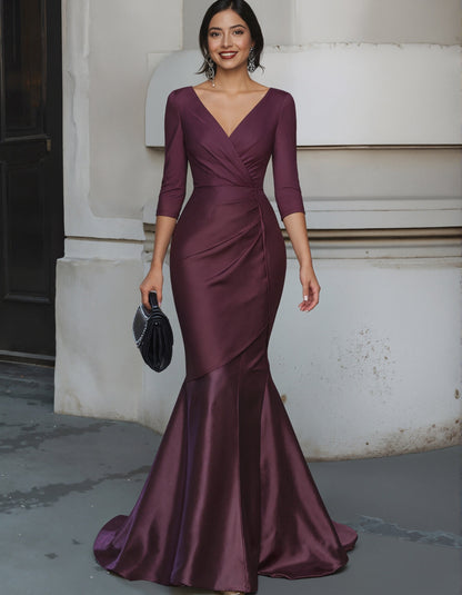 Domitilla | Abito Lungo con Scollo a V e Gonna a Sirena