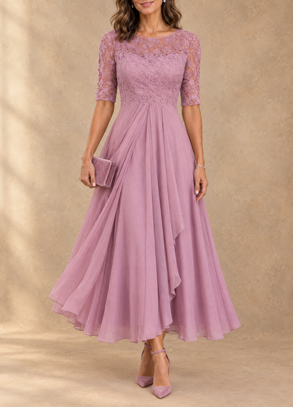 Abella | Abito in Pizzo con Gonna Fluida