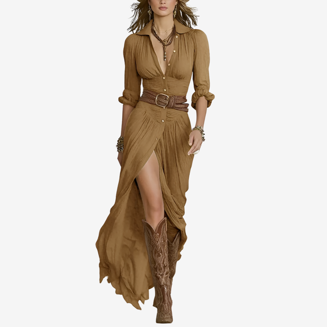 Eva | Abito Maxi fluido con cintura