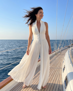 Federica | Tuta con Collo Halter e Gamba Larga
