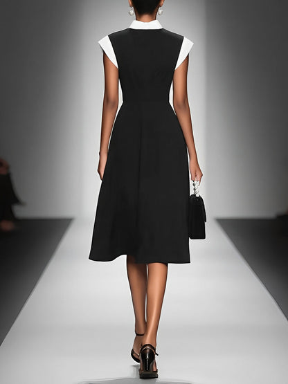 Arianna | Abito Midi con Scollo Quadrato e Maniche Colorblock