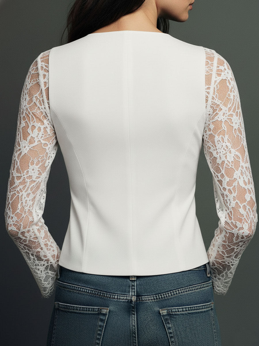 Noémie | Top-Blazer con Maniche Semitrasparenti
