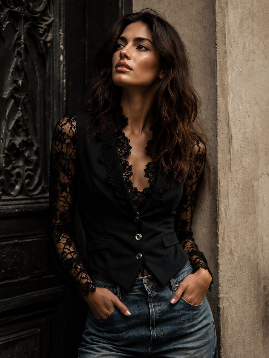 Noémie | Top-Blazer con Maniche Semitrasparenti