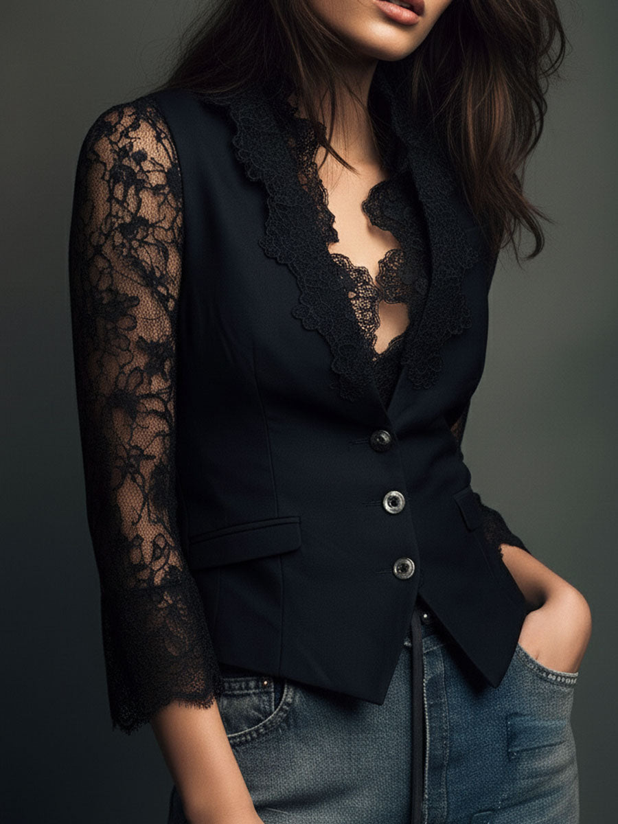 Vittorina | Blazer Elegante con Maniche Semi-Trasparenti