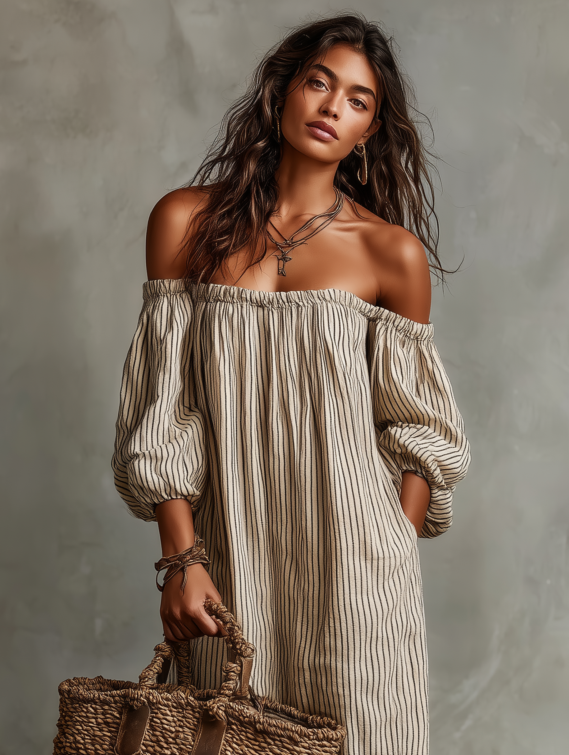 Carmen | Abito lungo con scollo che lascia le spalle scoperte