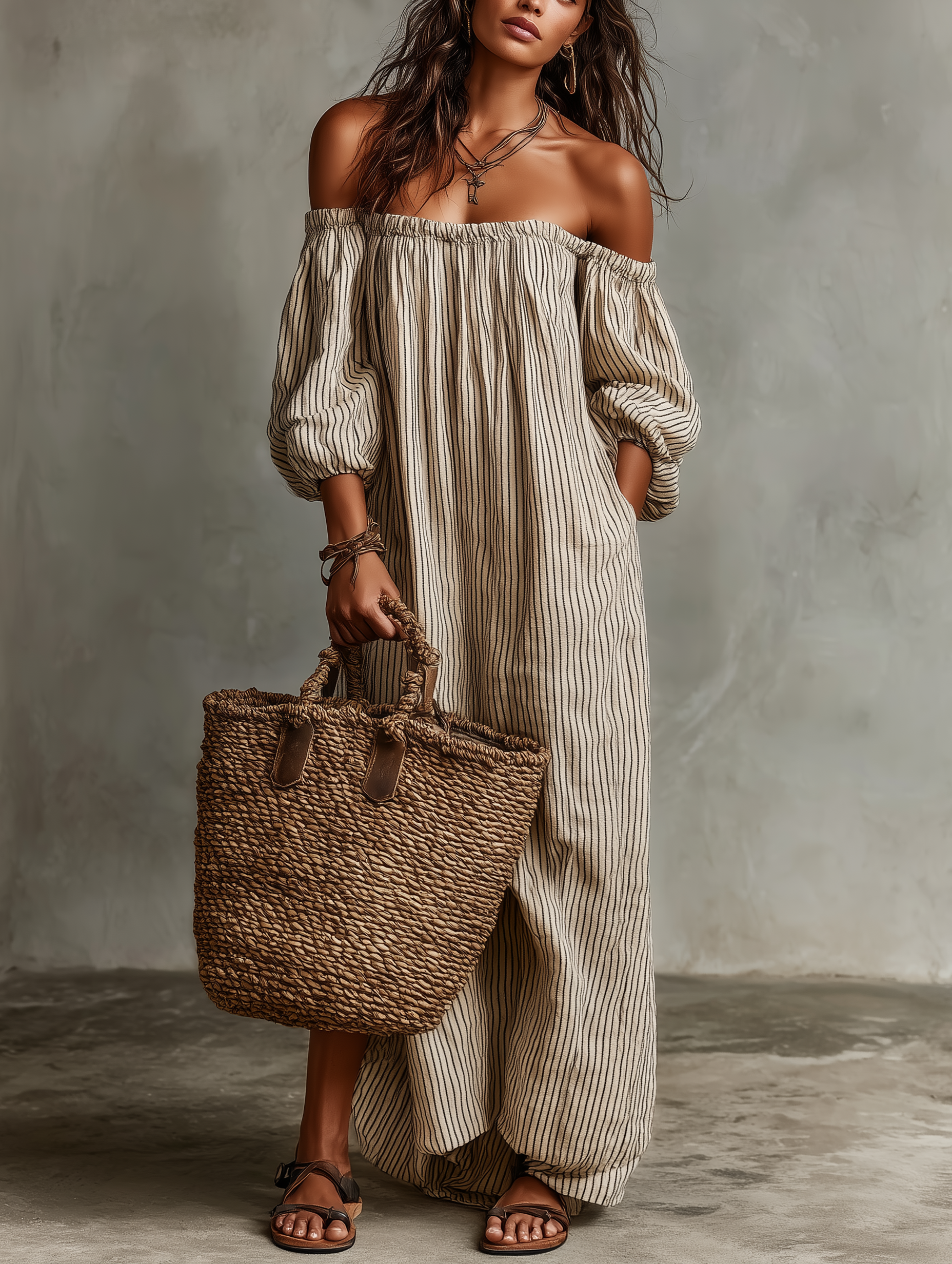 Carmen | Abito lungo con scollo che lascia le spalle scoperte
