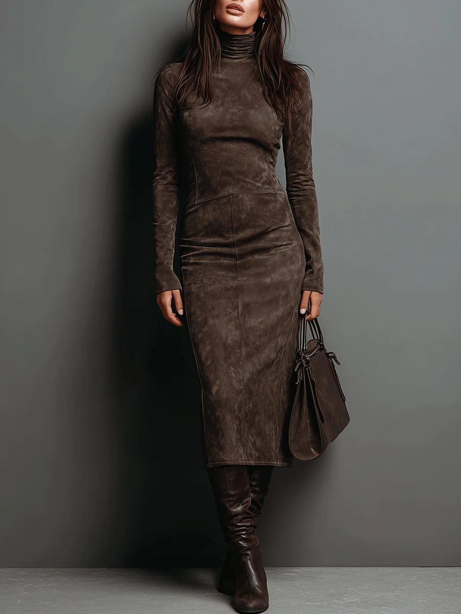 Lorenza | Abito Midi con Collo Alto