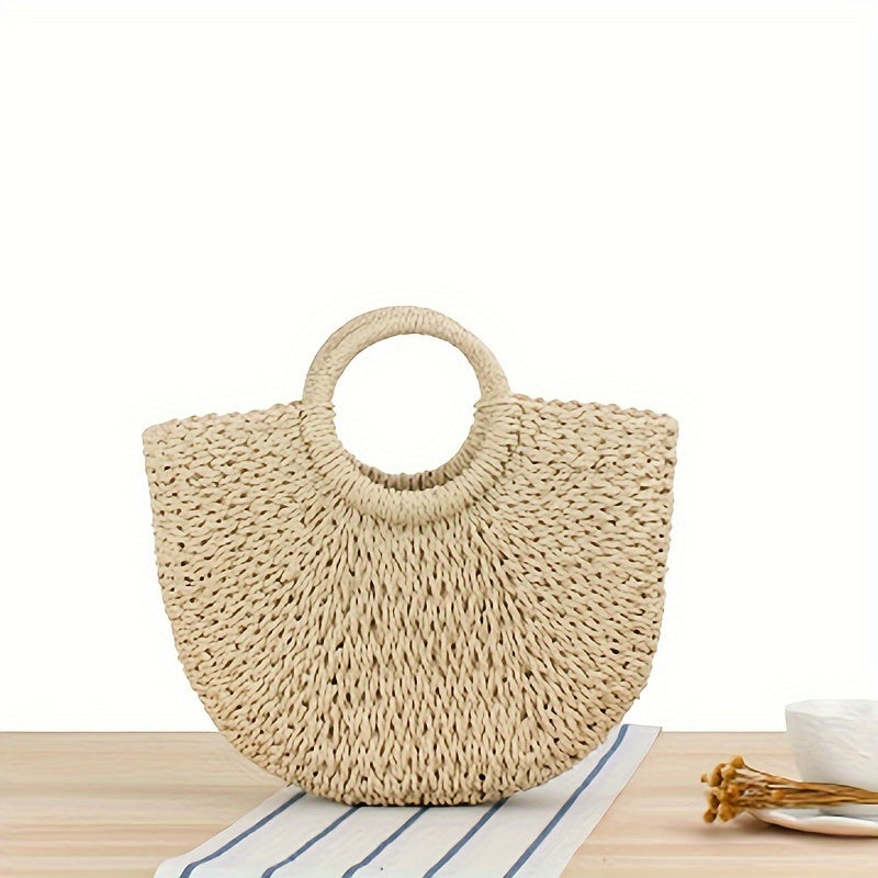 Ottavia | Borsa a Mezzaluna Intrecciata - Beige Naturale