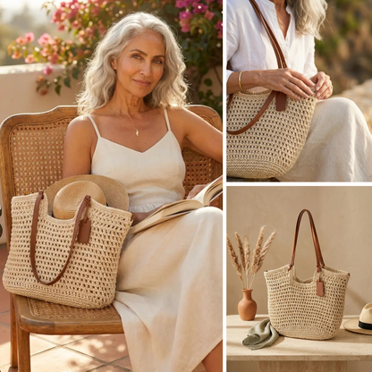 Alina | Borsa Shopper Intrecciata a Mano - Beige Chiaro