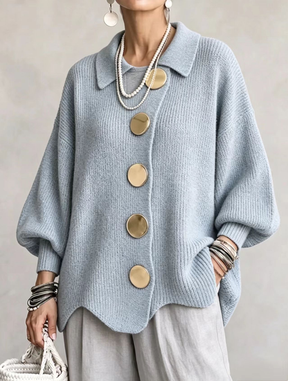 Isadora | Cardigan Oversize con Bottoni Dorati