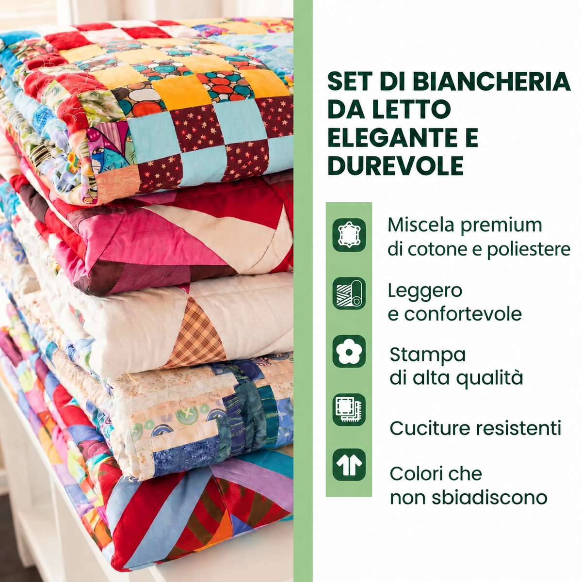 Baita Accogliente | Set Copriletto Trapuntato 3 Pezzi
