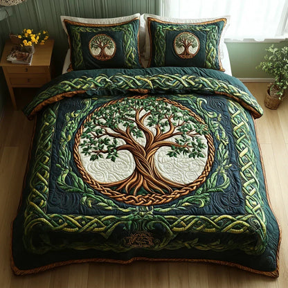 Albero della Vita | Set Copriletto Trapuntato 3 Pezzi