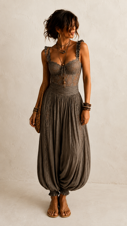 Siena | Completo Bandeau con Pizzo Marrone