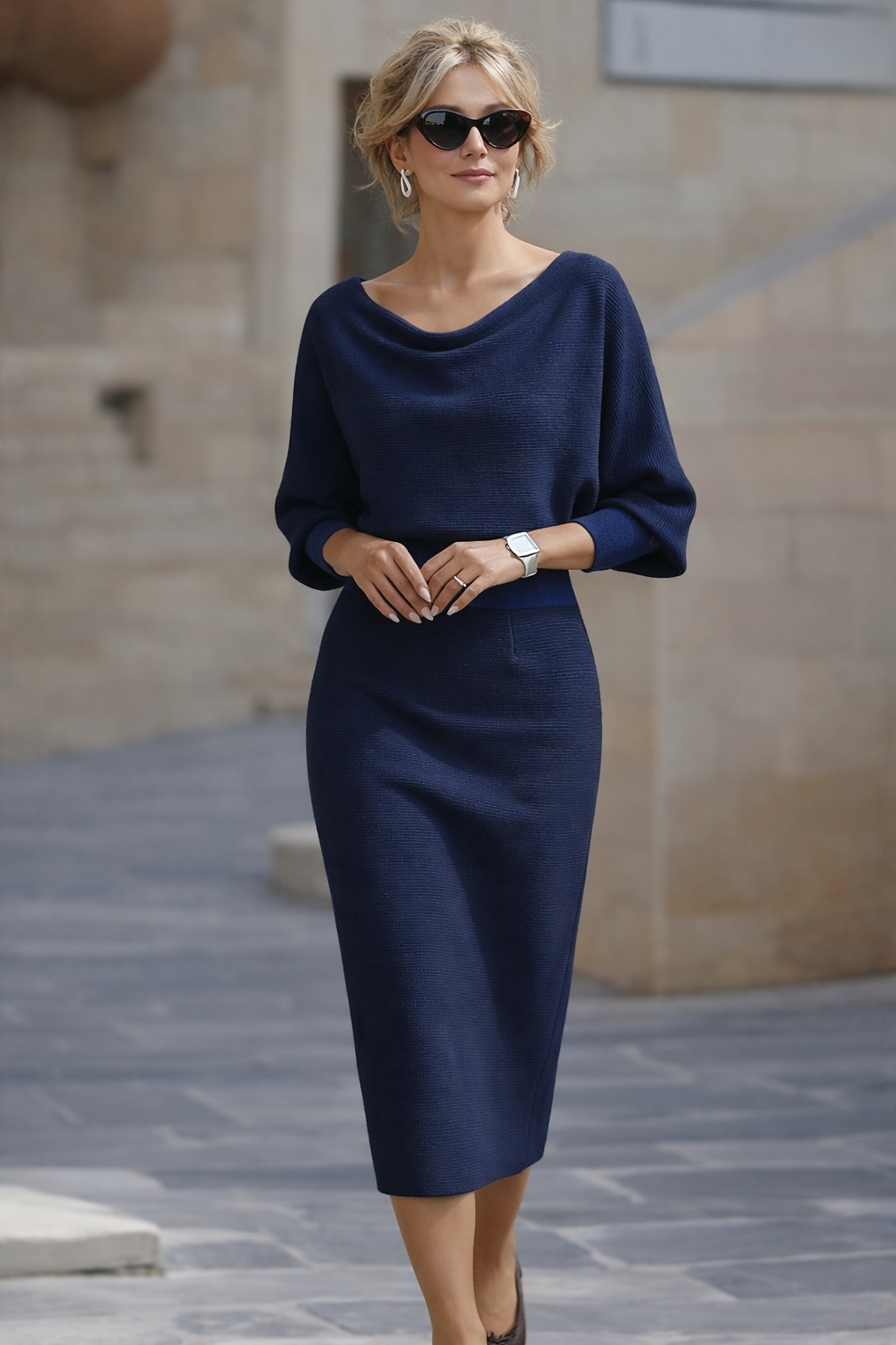 Liliana | Abito Midi con Maniche a Pipistrello
