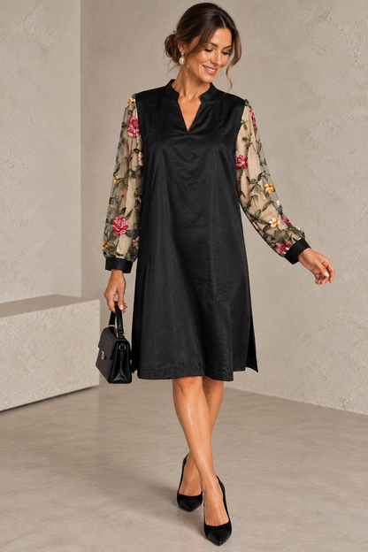 Milena | Abito Elegante con Maniche Floreali